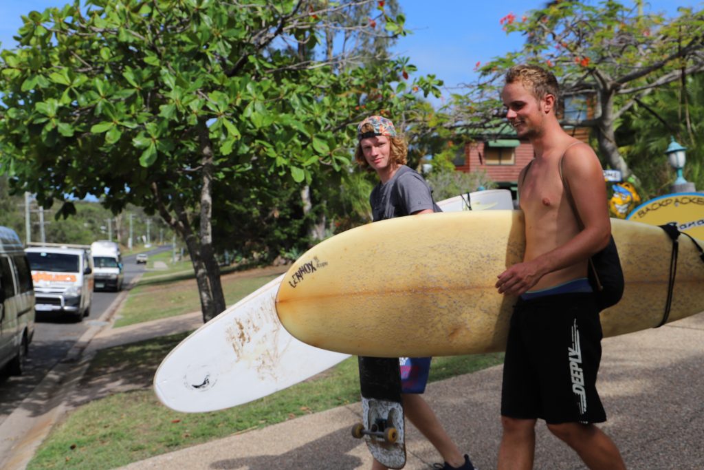 Surfing is popular for volunteers and is only a few minutes walk to the beach