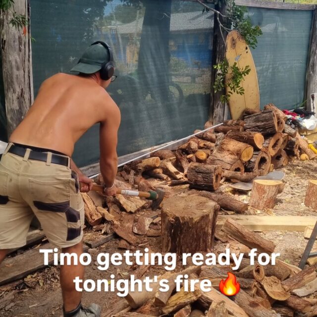 Timo getting ready for tonight's fire 🔥 